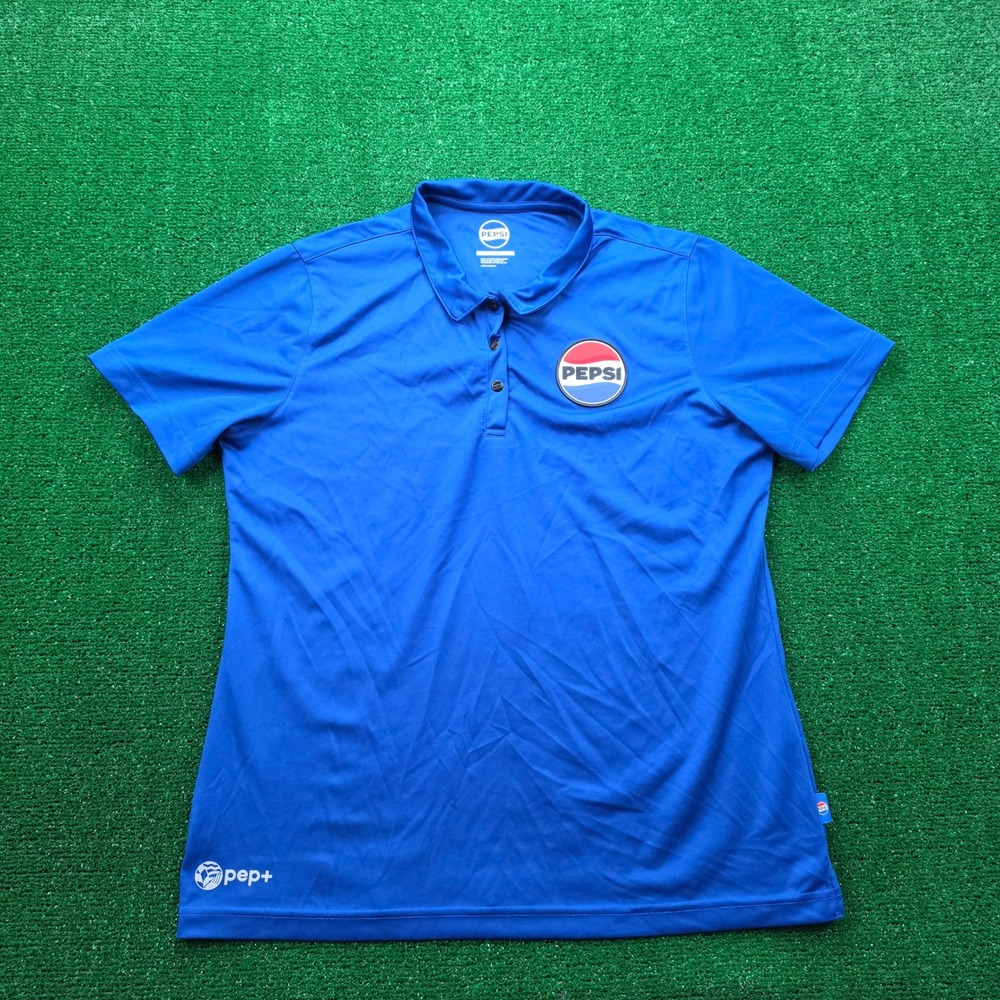 Pepsi Polo Shirt Womens Large Blue Short Sleeve Employee Uniform Work Wear